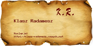 Klasz Radamesz névjegykártya